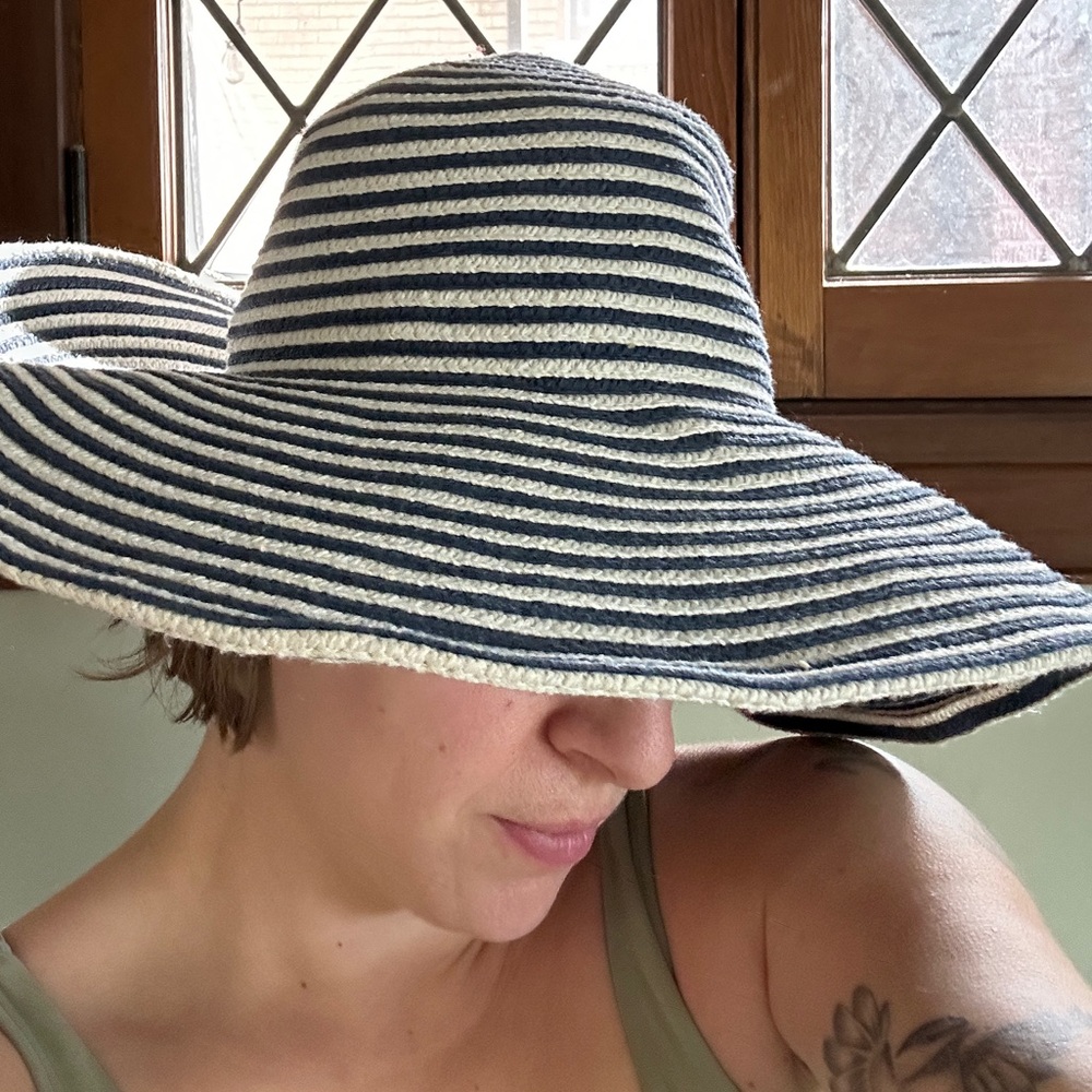 Magid Navy and White Striped Hat